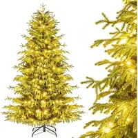 Costway 180 cm Künstlicher Weihnachtsbaum mit 746 Astspitzen&270 warmweißen LED-Lichtern, Tannenbaum Christbaum Kunstbaum Weihnachten Beleuchtung Grün