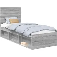 Syfax Bettrahmen Graues Sonoma 75 x 190 cm Massives Kiefernholz