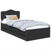 Syfax Bettrahmen mit Schubladen Schwarz 100 x 200 cm Ingenieurs Holz