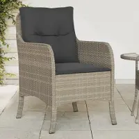vidaXL Gartenstühle mit Kissen 2 Stk. Hellgrau Poly Rattan 365150