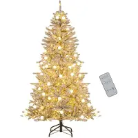 Costway 180cm Künstlicher Weihnachtsbaum mit Schnee, 250 warmweißen LEDs, 51 Kugellampen, Fernbedienung & Timer, Christbaum, Tannenbaum Weihnachten