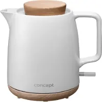 Concept Keramik Wasserkocher weiß 1L 1200W RK0085 mit Abschaltautomatik, 19x21,5x15cm