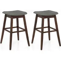 Costway Barhocker 2er Set, Thekenhocker 360° drehbar, Sitzhöhe 76cm, Sitzhocker Holz mit Fußstütze, Bistrohocker gepolstert, Küchenhocker modern
