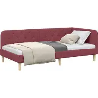Syfax Eckbettgestell Weinrot 90 x 190 cm Stoff