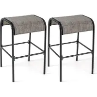 Costway 2er Set Barhocker Outdoor, Barstühle mit gebogenem Stoffsitz, Tresenhocker bis zu 180kg, Sitzhöhe 76 cm, rückenfreie Bistrohocker