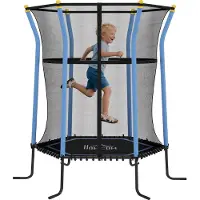 HOMCOM Kinder Trampolin 122 x 111cm, Indoor Trampolin, Kindertrampolin bis 50 kg