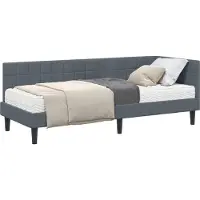 Syfax Eckbettgestell mit Matratze mit Kopfteil 2 pcs Grau Samt