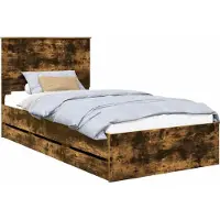 Syfax Bettrahmen Geräucherte Eiche 100 x 200 cm Ingenieurs Holz
