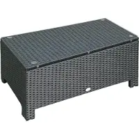 Welikera Garten Beistelltisch Couchtisch Gartentisch Balkontisch Polyrattan Schwarz 85 x 50 x 39 cm