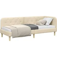 Syfax Eckbettgestell Creme 80 x 200 cm Stoff