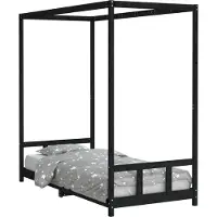 Syfax Kinderbett Schwarz 90x200 cm Massivholz Kiefer