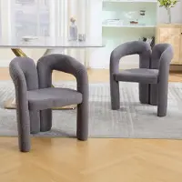 MODFU Ergonomie-Sessel mit Rundrahmen,Sessel Hocker mit Flor,Polstersessel Loungesessel für Wohnzimmer, Schminktisch,Grau