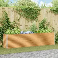 vidaXL "Schlussverkauf" Hochbeet im Garten - 1 pc - Blumenbeet/Gartenbeet - Hellbraun 290x50x68 cm Verzinkter Stahl C13493