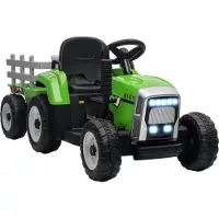 HOMCOM Elektrischer Traktor Kinder Aufsitztraktor mit MP3 Funktion, 3-6KM/H Grün