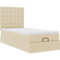 Syfax Ottoman-Bett mit Matratze Creme 90x200 cm Stoff