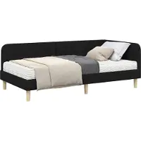 Syfax Eckbettgestell Schwarz 90 x 190 cm Stoff