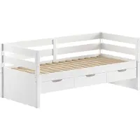 Vipack Kabinenbett Maggie - mit 3 Stauraumschubladen und Bettkasten - 90 x 200 - Kiefer massiv - weiß