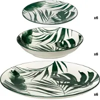 Secret De Gourmet Geschirr-Set PALME aus Porzellan, 18-teilig mit Palmblätter- & Monster-Design