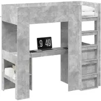 Syfax Etagenbettgestell mit Schreibtisch Beton Grau 75 x 190 cm