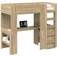 Syfax Etagenbettgestell mit Schreibtisch Sonoma-Eiche 100 x 200 cm