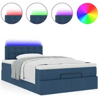 Syfax Ottomane Bett mit Matratze & LEDs Blau 120x200 cm Stoff