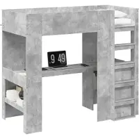 Syfax Etagenbettgestell mit Schreibtisch Beton Grau 90 x 190 cm