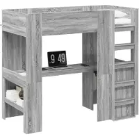 Syfax Etagenbettgestell mit Schreibtisch Graues Sonoma 100 x 200 cm