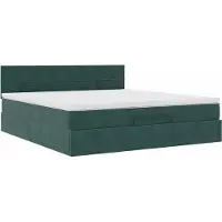 Syfax Ottoman-Bett mit Matratze Dunkelgrün 180x200 cm Samt