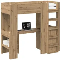 Syfax Etagenbettgestell mit Schreibtisch Artisan-Eiche 75 x 190 cm