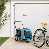 vidaXL Möbel Fahrradanhänger Hunde Blau und Grau Oxford-Gewebe und Eisen - Fahrradanhänger &33629