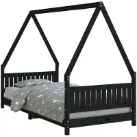 Syfax Kinderbett Schwarz 90x190 cm Massivholz Kiefer