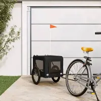 vidaXL Möbel Fahrradanhänger Hunde Schwarz Oxford-Gewebe & Eisen - Fahrradanhänger &13976