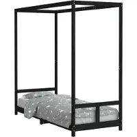Syfax Kinderbett Schwarz 80x200 cm Massivholz Kiefer