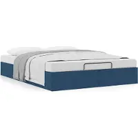Syfax Ottoman-Bett ohne Matratze Blau 140x190 cm Stoff