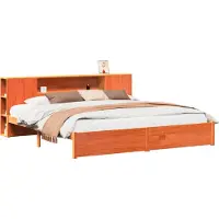 Syfax Bettgestell mit Aufbewahrungskopfteil 2 pcs Wachsbraun