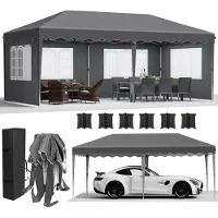 StarTech.com Gartenpavillon - Pop Up Faltpavillon - 3 x 6 m - Aluminiumrahmen - Wasserdichtes Polyurethanbeschichtetes HDPE-Gewebe - Dunkelgrau