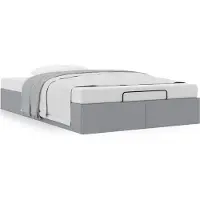 Syfax Ottoman-Bett ohne Matratze Hellgrau 120x190 cm Stoff