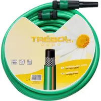 Saturnia Grüner, geflochtener Schlauch Trebol 15 mm. 25 Meter Rolle mit Zubehör