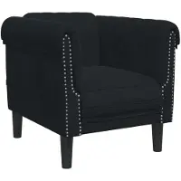 Syfax Sessel Schwarz Samt 80 x 77 x 74 cm (B x T x H) mit Schaumstofffüllung und 50 cm Sitzbreite