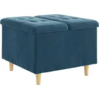 vidaXL Ottoman mit Stauraum Blau 60 x 60 x 45 cm Samt