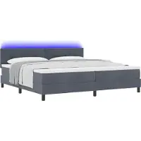 Syfax LED Boxspringbett mit Matratze Dunkelgrau 200 x 200 cm Samt