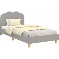 Syfax Kinderbettgestell mit Kopfteil Hellgrau 90 x 200 cm Bouclé
