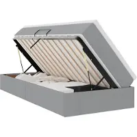 Syfax Aufbewahrungsbett mit Matratze Hellgrau 90 x 200 cm Polyester