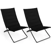 Costway Liegestuhl klappbar 2er Set, Strandstuhl mit gepolsterten Rückenlehnen & Sitzen, Sonnenliege, Klappliege, Gartenliege bis 150 kg, Schwarz