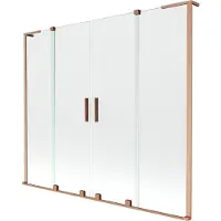 Mexen Velar L Duo Duschwand 2-flügelig verschiebbar 170 x 150 cm, transparent, gebürstetes Kupfer - 896-170-003-02-65