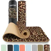 Tunturi Dicke Leo Yogamatte 8mm - Rutschfest Gymnastikmatte - Mit Tragegurt - Für Yoga und Pilates - Sportmatte 183x61x0,8cm -Schadstofffrij - Besonders komfortabel – Leopardenmuster