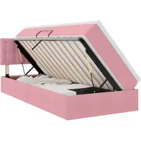 vidaXL LED-Speicherbett mit Matratze Rosa 90 x 190 cm Samt