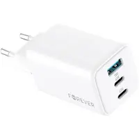 Forever GaN Handy-Ladegeräte PD QC TC-08-65ACC 2x USB-C 1x USB 65W Weiß