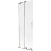 Mexen Velar L Badewannenfaltwand 2-flügelig, verschiebbar 75 x 150 cm, matt, gebürsteter Nickel - 896-075-003-31-97