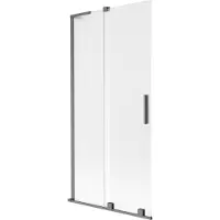 Mexen Velar L Badewannenfaltwand 2-flügelig verschiebbar 90 x 150 cm, matt, gebürstet Gun Gray - 896-090-003-31-66